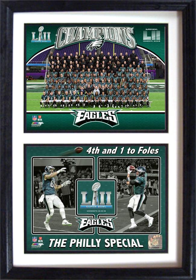 12x18 Double Frame - 4th & Goal LII World Champions Philadelphia Eagles