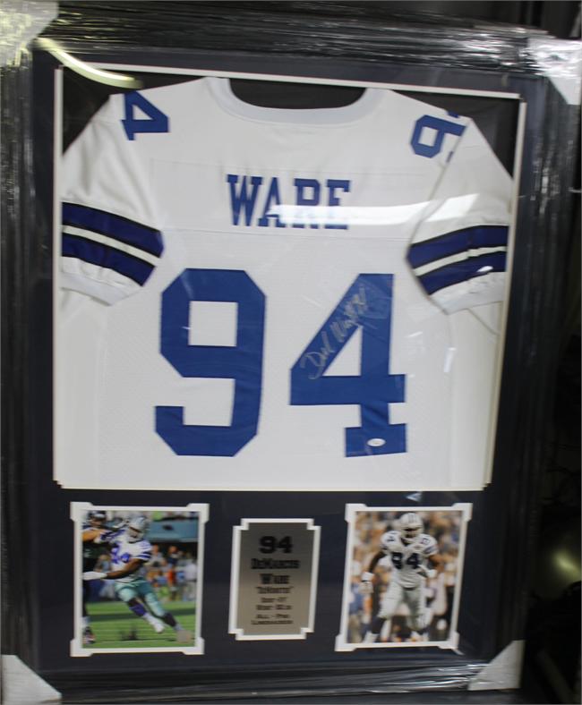 30x34 Framed Autographed Custom Jersey - Demarcus Ware Dallas Cowboys
