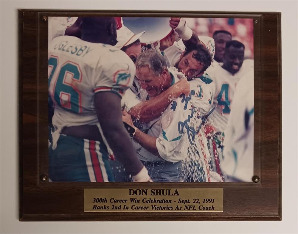9 x 12 Autographed Wood Plaque Don Shula- Miami Dolphins