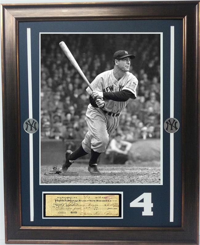 24x28 Check Frame - Lou Gehrig New York Yankees