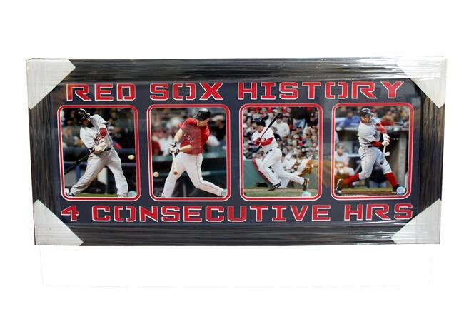 15x35 4 Photo Frame - Boston Red Sox "4 Consecutive HR's"