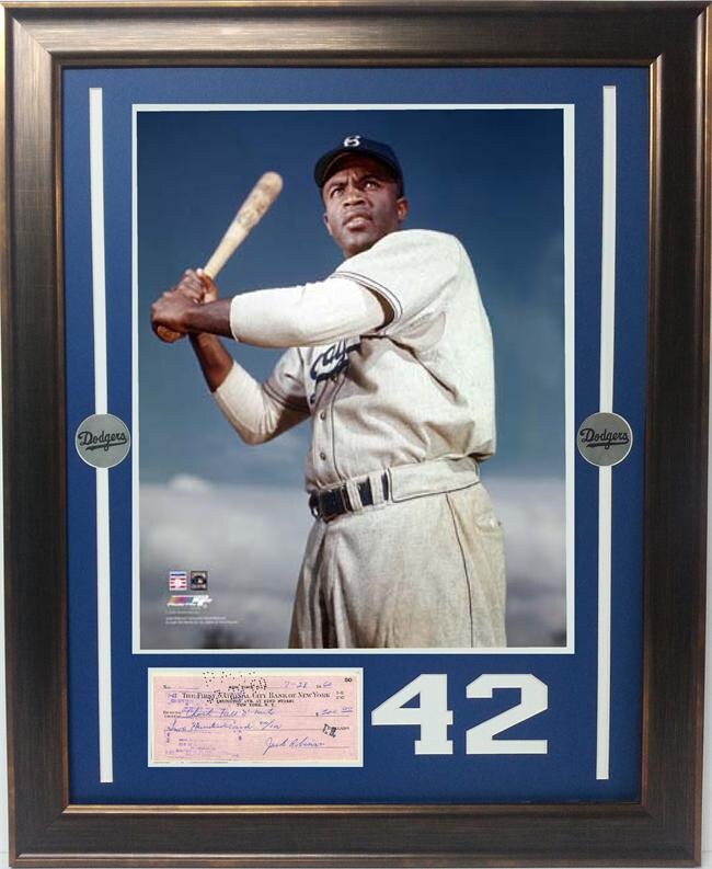 24x28 Check Frame - Jackie Robinson Brooklyn Dodgers