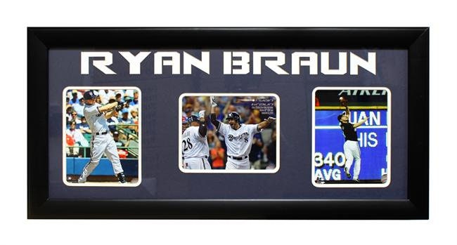15x35 Three-Photo Frame - Ryan Braun Milwaukee Brewers