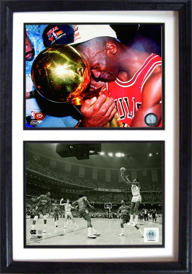 12x18 Double Frame - Michael Jordan UNC & Chicago Bulls