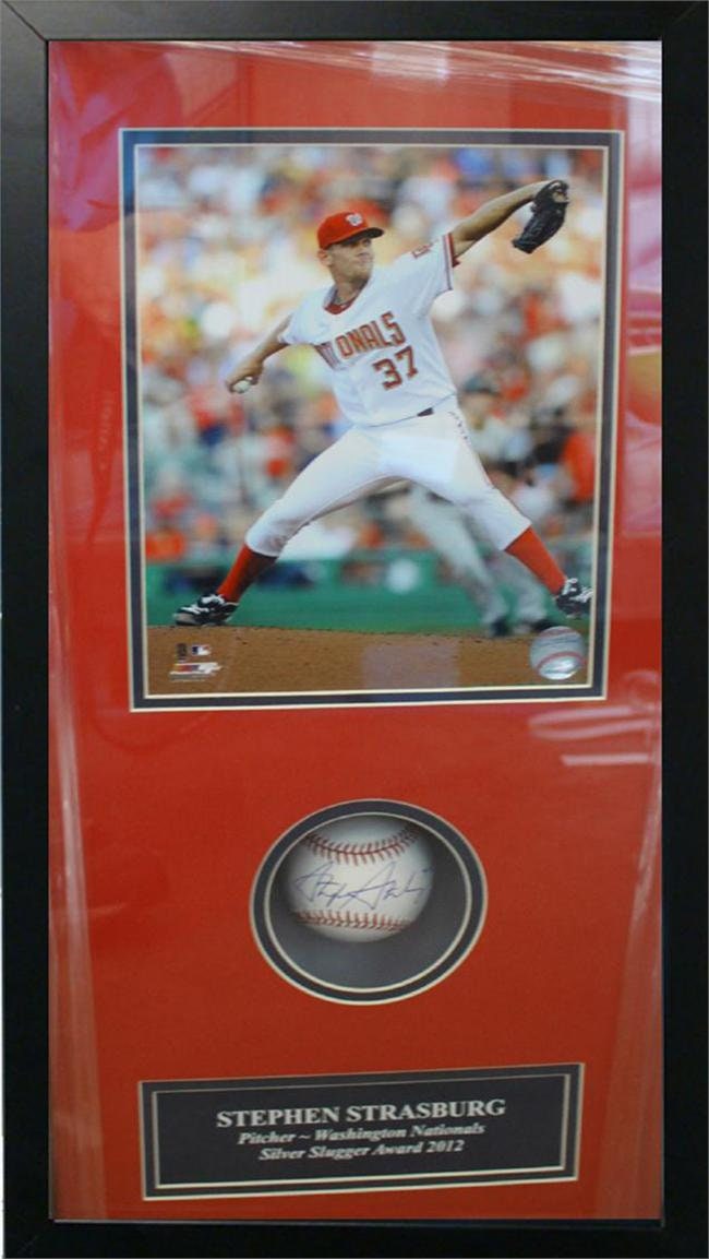 AUTOGRAPHED SHADOW BOX W/Baseball - Steven Strasburg