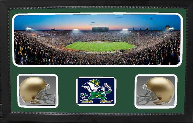 Double Mini Helmet Panoramic Shadowbox - Notre Dame Fighting Irish