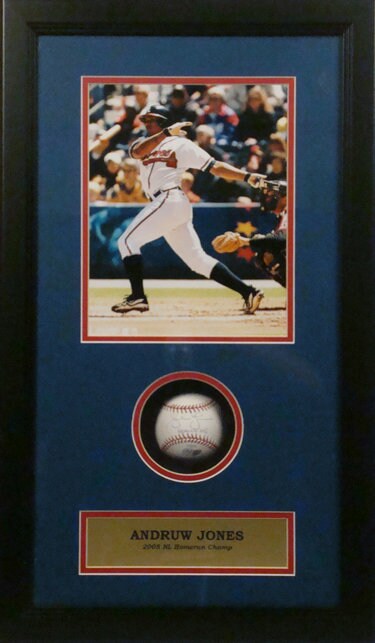 Autographed Shadowbox W/ Baseball - Andruw Jones Atlanta Braves