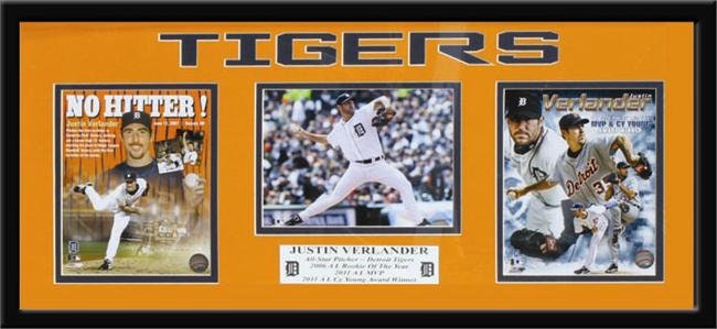 15x35 Three Photo Frame - Justin Verlander Detroit Tigers