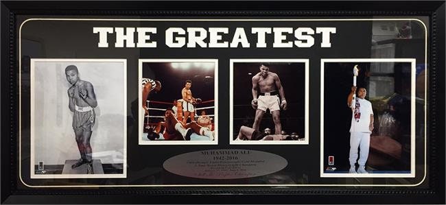 15x35 Deluxe Frame - Muhammad Ali Photos from 1942-2016 - Famous Moments