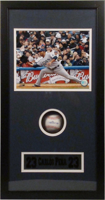AUTOGRAPHED SHADOW BOX W/Baseball - Carlos Pena Tampa Bay Rays