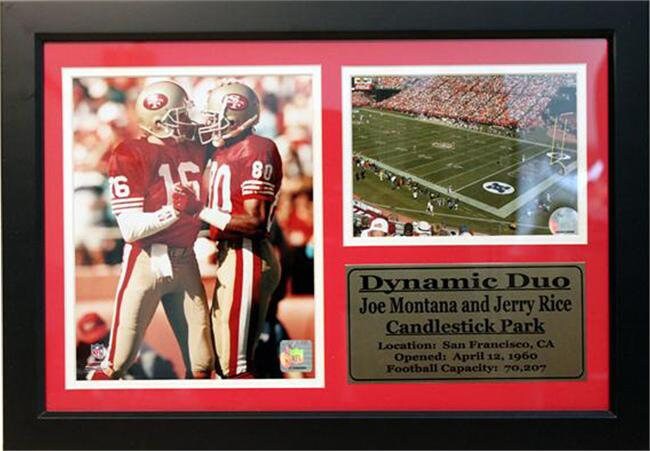 12x18 Photo Stat Frame - Joe Montana and Jerry Rice San Francisco 49ers