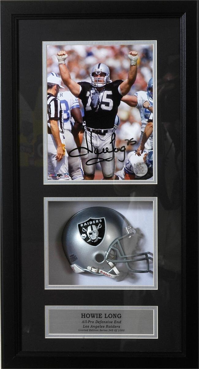 Autographed Shadow Box W/Mini Helmet - Howie Long Oakland Raiders