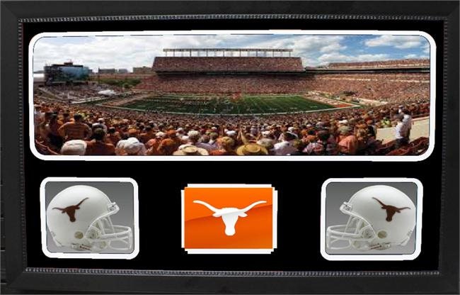 Double Mini Helmet Panoramic Shadowbox - Texas Longhorns