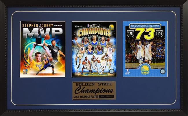 15x35 Three Photo Frame - Golden St. Warriors 73 Wins Record