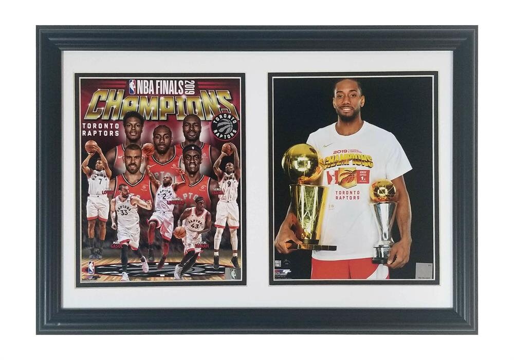 Toronto Raptors NBA Finals 2019 Champions Kawhi Leonard 12X18 Double Frame