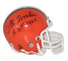 Otto Graham Autographed Helmet Cleveland Browns Throwback Authentic Mini signed "HOF 1965"