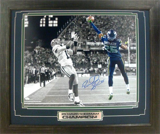20x24 Autograph Frame - Richard Sherman Seattle Seahawks "The Tip"