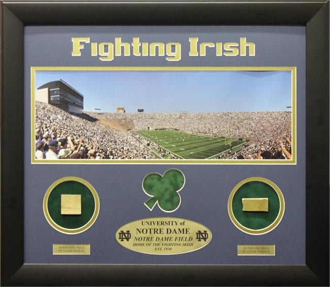 20x24 Notre Dame Print with Actual Authentic Pieces from Stadium