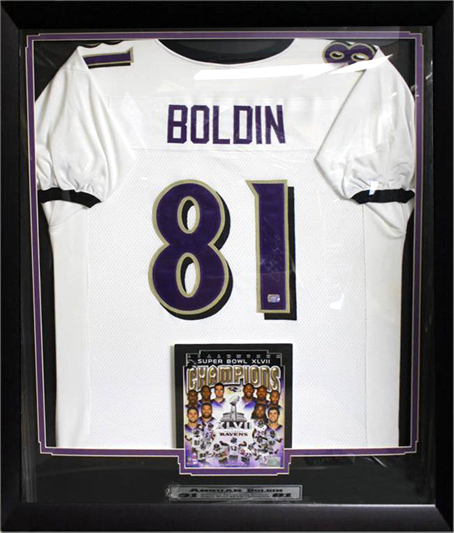 30x34 Framed Autographed Custom Jersey - Anquan Boldin Baltimore Ravens