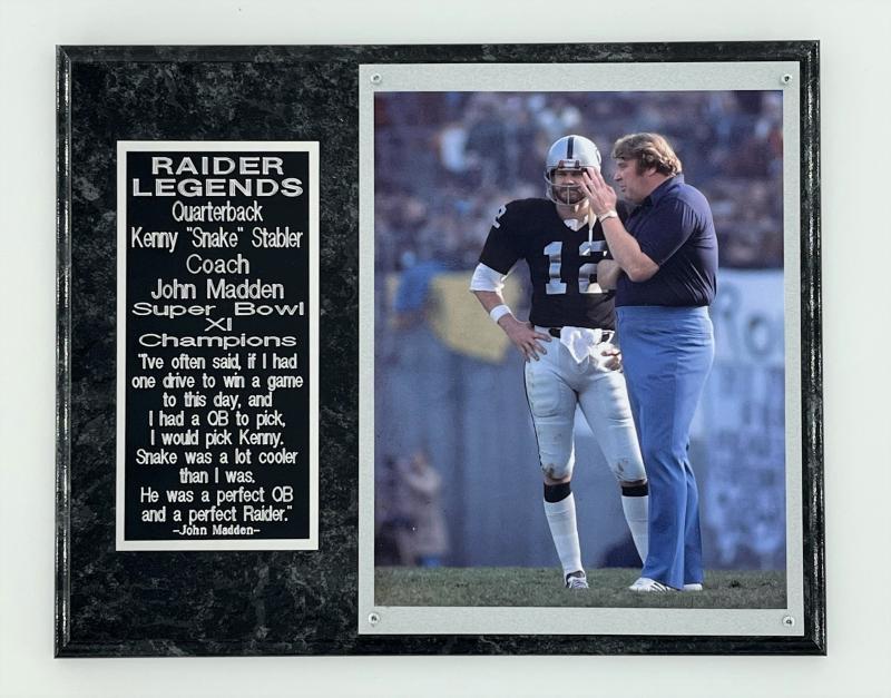 Ken Stabler and John Madden Plaque
