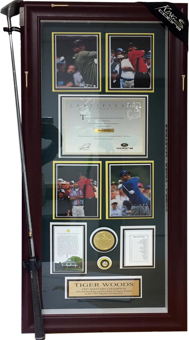 Tiger Woods "1997" Masters Champion Shadowbox with attached Driver Club