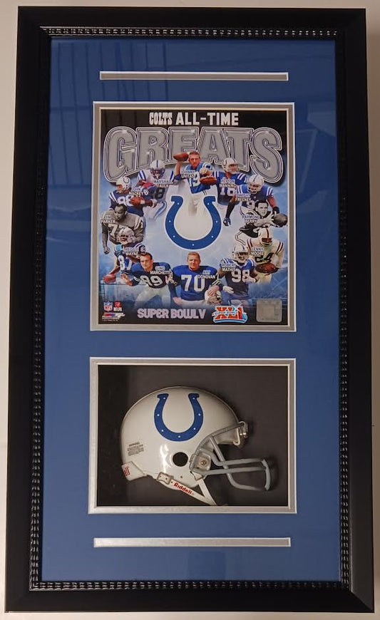 Indianapolis Colts All Time Greats Shadowbox W/Mini Helmet