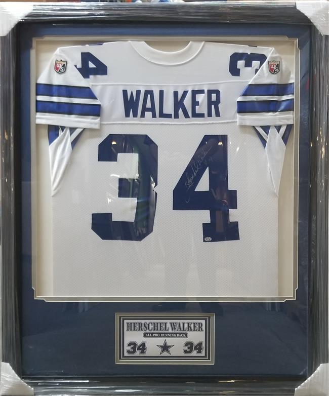 30x34 Framed Autographed Custom Jersey - Hershel Walker Dallas Cowboys