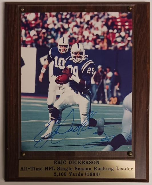 9 x 12 Autographed Wood Plaque Eric Dickerson- Los Angeles Rams