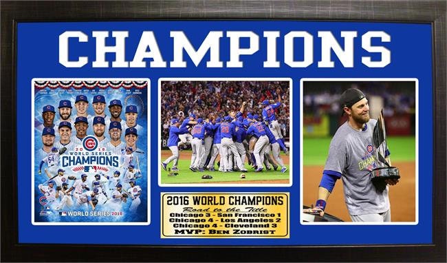 15x35 Three Photo Frame - Chicago Cubs 2016 World Series Champions
