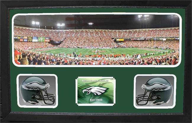 Double Mini Helmet Panoramic Shadowbox - Philadelphia Eagles