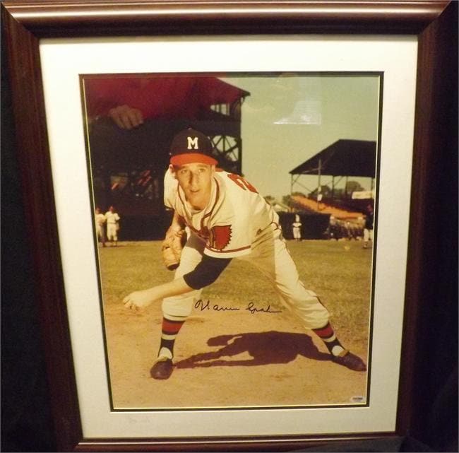 20x24 Autographed Frame - Warren Spahn Milwaukee Braves