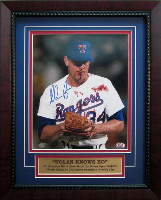 11x14 Autogrpahed Frame - Nolan Ryan Texas Rangers "Bloody"