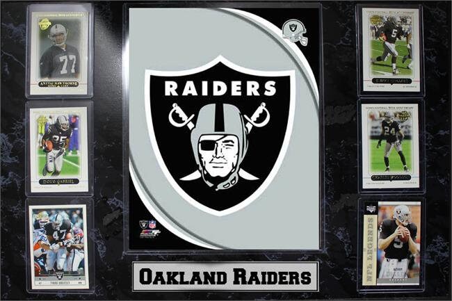 13x27 Six Card Plaque - Oakland Raiders