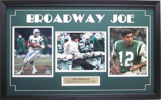 15x35 Autographed Triple Frame - Joe Namath New York Jets