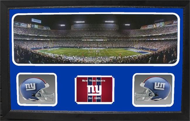 Double Mini Helmet Panoramic Shadowbox - New York Giants