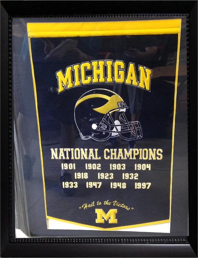 Championship Univ of Michigan Logo History Felt Banner 20 x 35