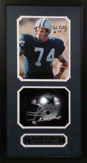 Autographed Shadowbox w/mini helmet - Bob Lilly Dallas Cowboys