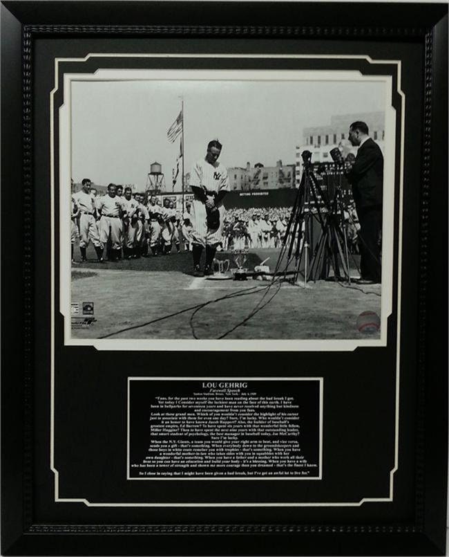 20x24 Deluxe Frame - Lou Gehrig New York Yankees Farewell Speech