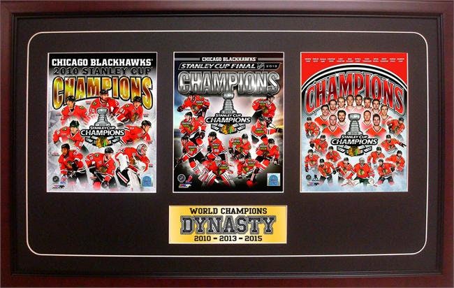 15x35 Three Photo Frame - 2015 Stanley Cup Champions Chicago Blackhawks