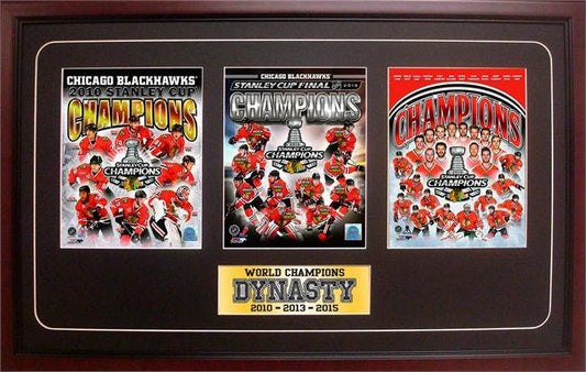 15x35 Three Photo Frame - 2015 Stanley Cup Champions Chicago Blackhawks