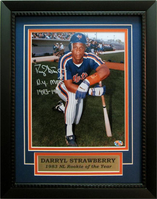 11x14 Autographed Frame - Darryl Strawberry New York Mets