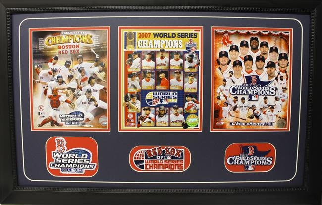 15x35 Three Photo Patch Frame - Boston Red Sox Champions