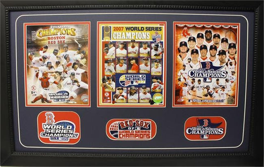 15x35 Three Photo Patch Frame - Boston Red Sox Champions