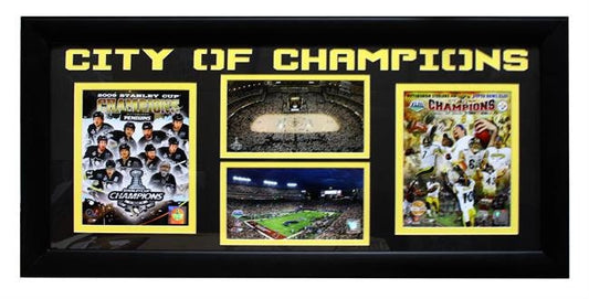 15x35 Four-Photo Frame - Pittsburgh "City of Champions" Steelers and Penguins