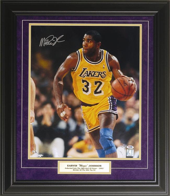 20x24 Autographed Frame - Magic Johnson Los Angeles Lakers