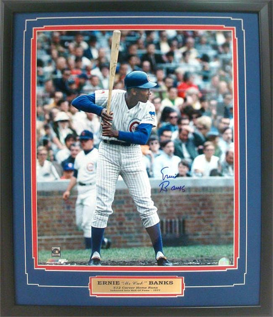 20x24 Autographed Frame - Ernie Banks Chicago Cubs