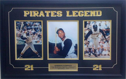 13x35 Triple Frame - Roberto Clemente Pittsburgh Pirates
