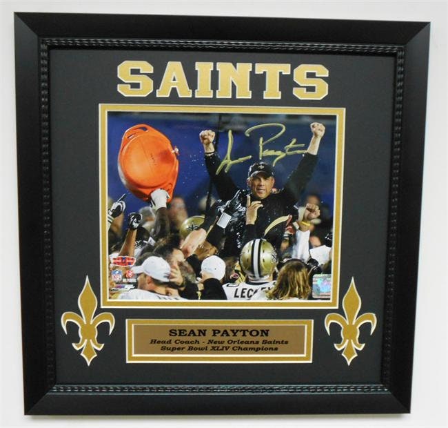 14x14 Autograph Frame - Sean Peyton New Orleans Saints