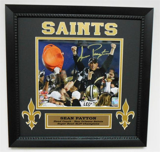 14x14 Autograph Frame - Sean Peyton New Orleans Saints