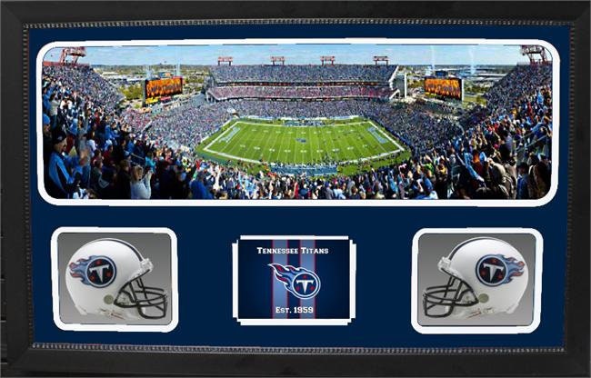 Double Mini Helmet Panoramic Shadowbox - Tennessee Titans